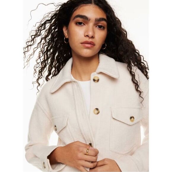 Wilfred Free The Ganna Shirt Jacket Cream Button Closure Pockets Shacket Modern - Picture 3 of 16